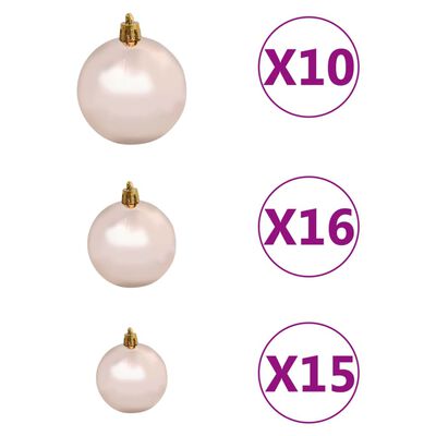 vidaXL Künstlicher Weihnachtsbaum Beleuchtung & Kugeln Gold 210 cm