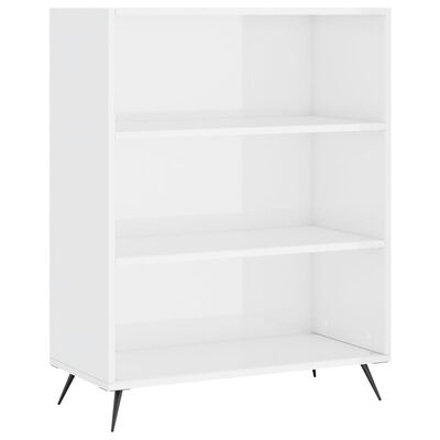 vidaXL Bücherregal Hochglanz-Weiß 69,5x32,5x90 cm Holzwerkstoff