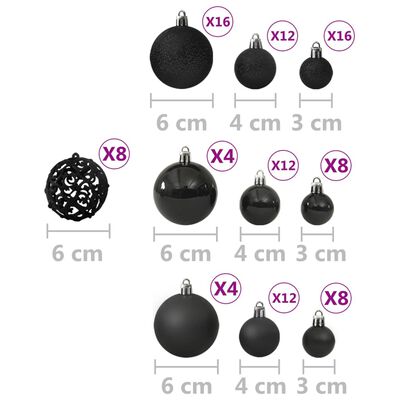 vidaXL 100-tlg. Weihnachtskugel-Set Schwarz