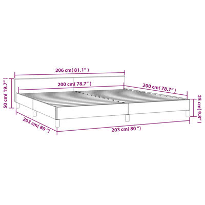 vidaXL Bettgestell mit Kopfteil Dunkelgrau 200x200 cm Stoff