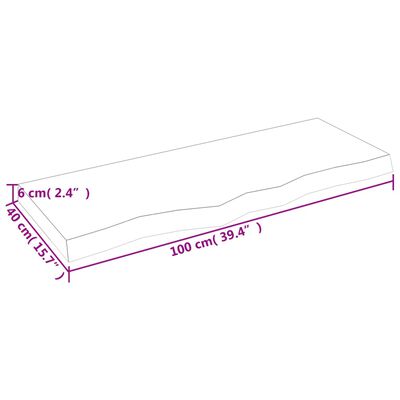 vidaXL Waschtischplatte Dunkelbraun 100x40x(2-6)cm Massivholz