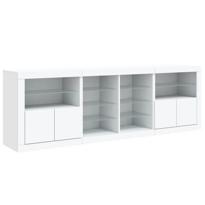 vidaXL Sideboard mit LED-Leuchten Weiß 202x37x67 cm