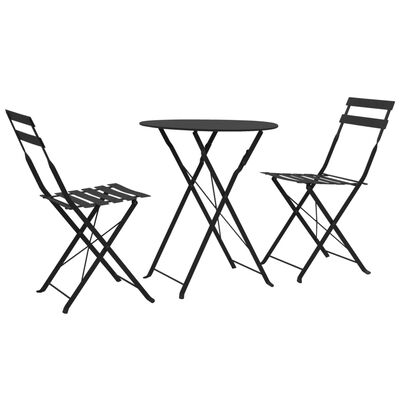 vidaXL 3-tlg. Bistro-Set Stahl Schwarz