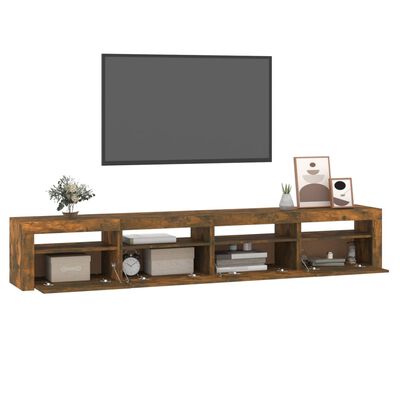 vidaXL TV-Schrank mit LED-Leuchten Räuchereiche 240x35x40 cm