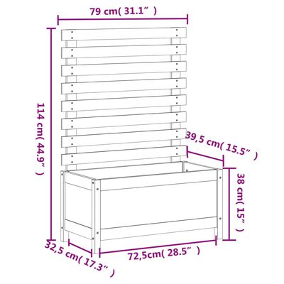 vidaXL Pflanzkübel mit Rankhilfe 79x39,5x114 cm Massivholz Douglasie