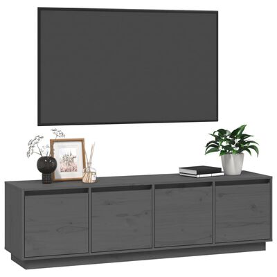 vidaXL TV-Schrank Grau 156x37x45 cm Massivholz Kiefer