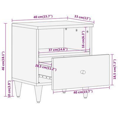 vidaXL Nachttische 2 Stk. 40x33x46 cm Massivholz Mango