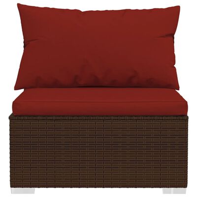 vidaXL 12-tlg. Garten-Lounge-Set mit Kissen Poly Rattan Braun