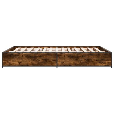 vidaXL Bettgestell Räuchereiche 140x190 cm Holzwerkstoff und Metall