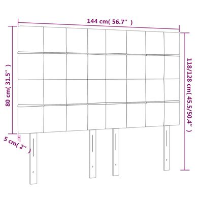 vidaXL LED Kopfteil Dunkelgrün 144x5x118/128 cm Samt