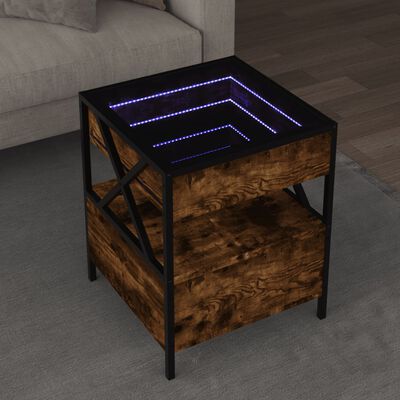 vidaXL Couchtisch mit Infinity-LED Räuchereiche 40x40x51 cm