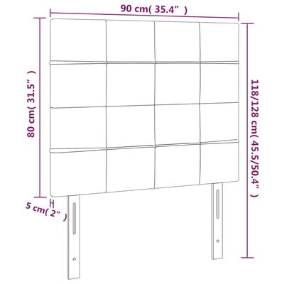 vidaXL LED Kopfteil Hellgrau 90x5x118/128 cm Samt