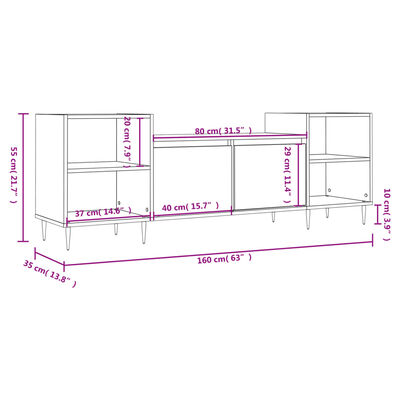 vidaXL TV-Schrank Sonoma-Eiche 160x35x55 cm Holzwerkstoff