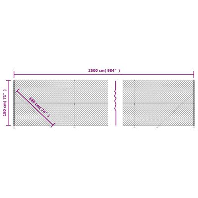 vidaXL Maschendrahtzaun mit Bodenflansch Silbern 1,8x25 m