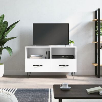 vidaXL TV-Schrank Hochglanz-Weiß 80x36x50 cm Holzwerkstoff