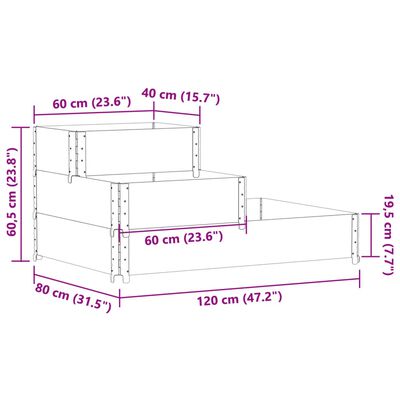 vidaXL Paletten-Aufsatzrahmen 3-fach Schwarz 120x80 cm Massivholz