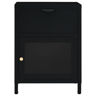 vidaXL Nachttisch Schwarz 40x30x54,5 cm Stahl und Glas