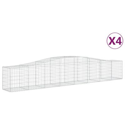 vidaXL Gabionen mit Hochbogen 4 Stk. 400x50x60/80cm Verzinktes Eisen