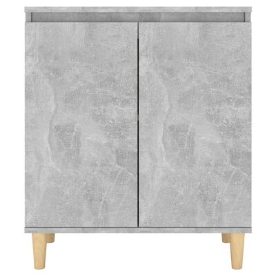 vidaXL Sideboard mit Massivholz-Beinen Betongrau 60x35x70 cm