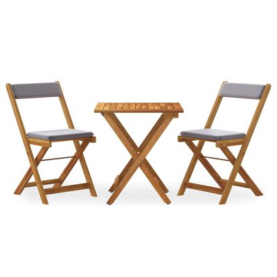 vidaXL 3-tlg. Bistro-Set Klappbar mit Kissen Massivholz Akazie