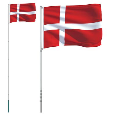 vidaXL Flagge Dänemarks mit Mast 5,55 m Aluminium