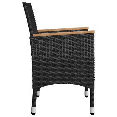 vidaXL 3-tlg. Bistro-Set Poly Rattan und Akazienholz Schwarz