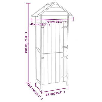 vidaXL Gartenschrank Braun 42,5x64x190 cm