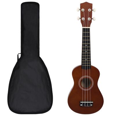 vidaXL Sopran Ukulele Set für Kinder mit Tasche Dunkles Holz 21"