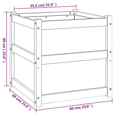 vidaXL Pflanzkübel Wachsbraun 60x60x60 cm Massivholz Kiefer