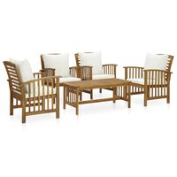 vidaXL 5-tlg. Garten-Lounge-Set mit Auflagen Massivholz Akazie