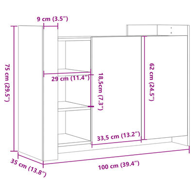 vidaXL Sideboard Sonoma-Eiche 100x35x75 cm Holzwerkstoff