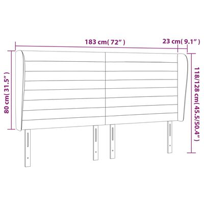 vidaXL Kopfteil mit Ohren Rosa 183x23x118/128 cm Samt