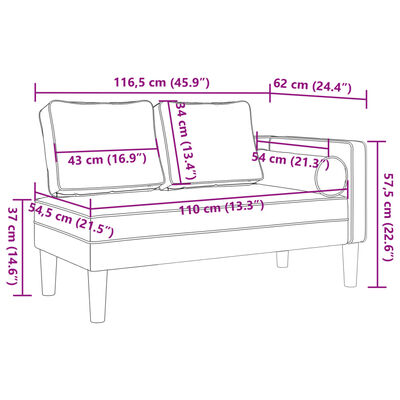 vidaXL Chaiselongue mit Kissen Weinrot Stoff