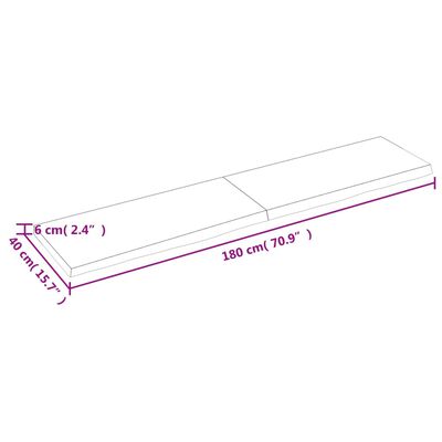 vidaXL Waschtischplatte Dunkelbraun 180x40x(2-6)cm Massivholz