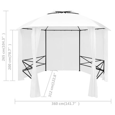 vidaXL Gartenzelt mit Vorhängen 360x312x265 cm Weiß 180 g/m²