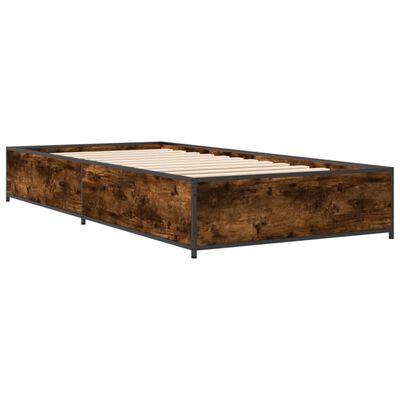 vidaXL Bettgestell Räuchereiche 75x190 cm Holzwerkstoff und Metall