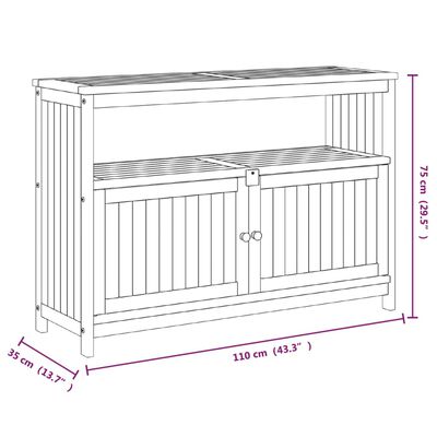 vidaXL Garten-Konsolentisch 110x35x75 cm Massivholz Akazie