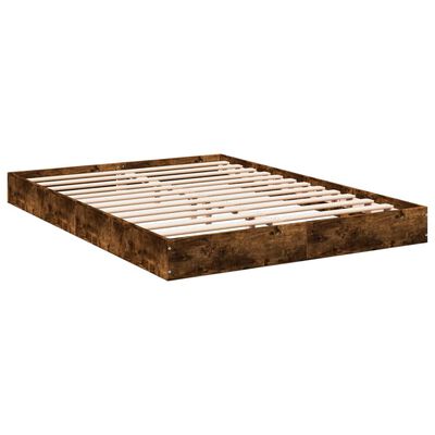 vidaXL Bettgestell ohne Matratze Räuchereiche 120x200 cm Holzwerkstoff