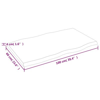 vidaXL Tischplatte 100x60x(2-4) cm Massivholz Unbehandelt Baumkante