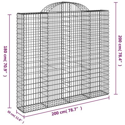 vidaXL Gabionen mit Hochbogen 5 Stk. 200x30x180/200cm Verzinktes Eisen