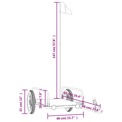 vidaXL Fahrradanhänger Schwarz 122x53x31 cm Eisen