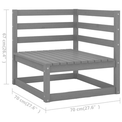 vidaXL 8-tlg. Garten-Lounge-Set Grau Kiefer Massivholz