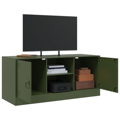 vidaXL TV-Schrank Olivgrün 99x39x44 cm Stahl