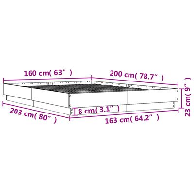 vidaXL Bettgestell Braun Eichen-Optik 160x200 cm Holzwerkstoff