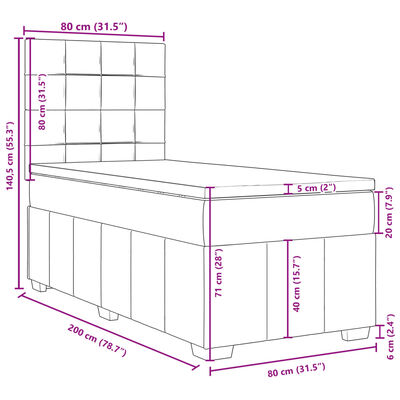 vidaXL Boxspringbett mit Matratze Schwarz 80x200 cm Stoff