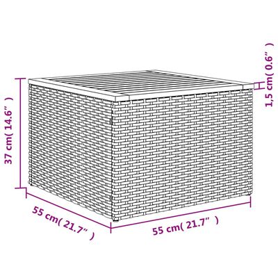 vidaXL Gartentisch Grau 55x55x37 cm Poly Rattan und Akazienholz