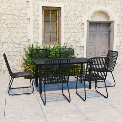 vidaXL 7-tlg. Garten-Essgruppe Poly Rattan und Glas