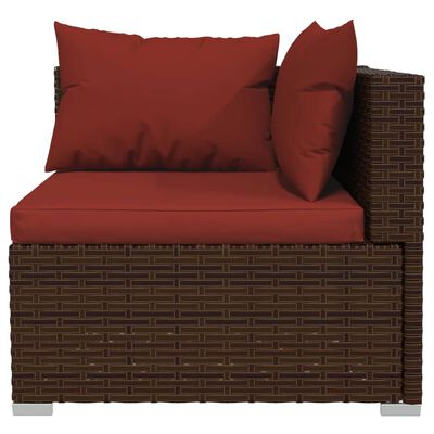 vidaXL 14-tlg. Garten-Lounge-Set mit Kissen Braun Poly Rattan