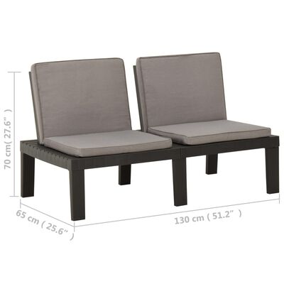 vidaXL 2-tlg. Garten-Lounge-Set mit Auflagen Kunststoff Grau