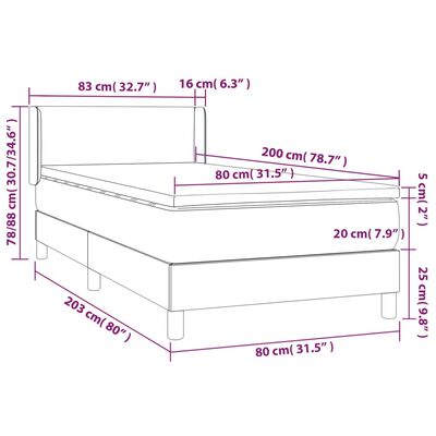 vidaXL Boxspringbett mit Matratze Schwarz 80x200 cm Samt